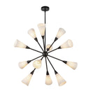 12 Light Chandelier<br /><span style="color:#4AB0CE;">Entrega: 4-10 dias en USA</span><br /><span style="color:#4AB0CE;font-size:60%;">PREGUNTE POR ENTREGA EN PANAMA</span><br />Collection: Cosmo<br />Finish: Matte Black/Glossy Ribbed Opal Glass