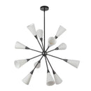 12 Light Chandelier<br /><span style="color:#4AB0CE;">Entrega: 4-10 dias en USA</span><br /><span style="color:#4AB0CE;font-size:60%;">PREGUNTE POR ENTREGA EN PANAMA</span><br />Collection: Cosmo<br />Finish: Matte Black/Glossy Ribbed Opal Glass