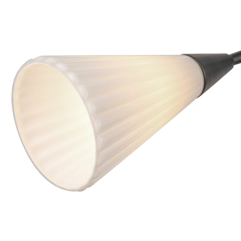 12 Light Chandelier<br /><span style="color:#4AB0CE;">Entrega: 4-10 dias en USA</span><br /><span style="color:#4AB0CE;font-size:60%;">PREGUNTE POR ENTREGA EN PANAMA</span><br />Collection: Cosmo<br />Finish: Matte Black/Glossy Ribbed Opal Glass