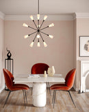 12 Light Chandelier<br /><span style="color:#4AB0CE;">Entrega: 4-10 dias en USA</span><br /><span style="color:#4AB0CE;font-size:60%;">PREGUNTE POR ENTREGA EN PANAMA</span><br />Collection: Cosmo<br />Finish: Matte Black/Glossy Ribbed Opal Glass