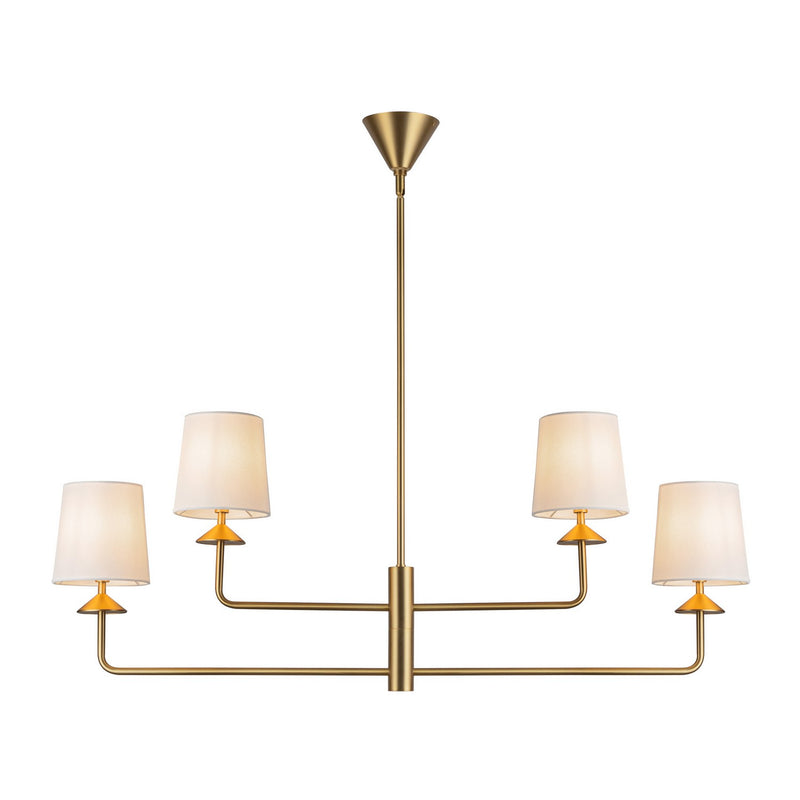 Four Light Chandelier<br /><span style="color:#4AB0CE;">Entrega: 4-10 dias en USA</span><br /><span style="color:#4AB0CE;font-size:60%;">PREGUNTE POR ENTREGA EN PANAMA</span><br />Collection: Bridgette<br />Finish: Brushed Gold/White Linen