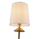 Four Light Chandelier<br /><span style="color:#4AB0CE;">Entrega: 3-4 semanas en USA</span><br /><span style="color:#4AB0CE;font-size:60%;">PREGUNTE POR ENTREGA EN PANAMA</span><br />Collection: Bridgette<br />Finish: Brushed Gold/White Linen