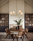 Alora - CH497445BGWL - Four Light Chandelier - Bridgette - Brushed Gold/White Linen