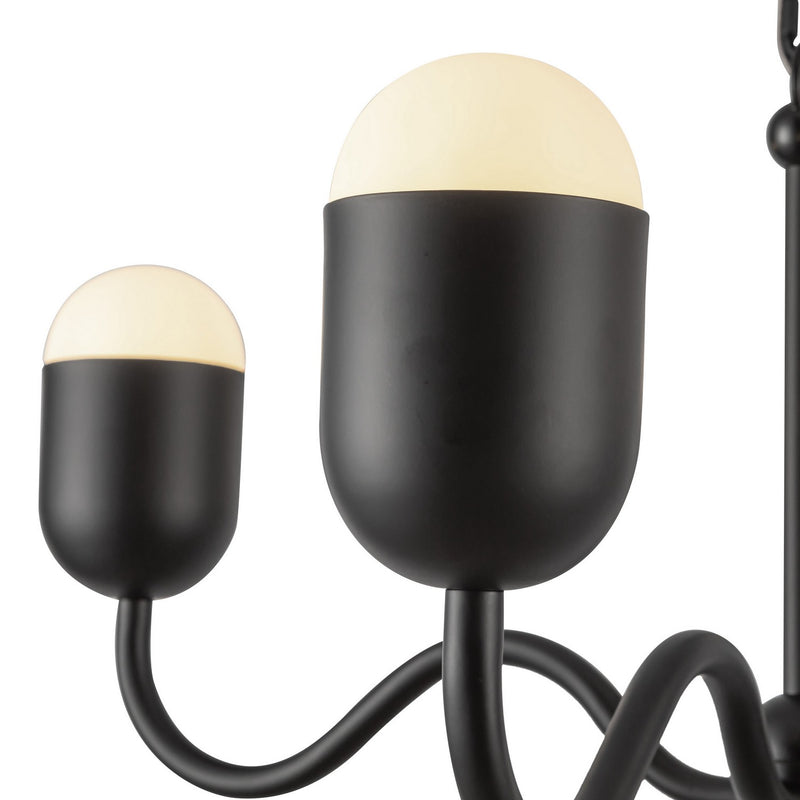 Four Light Chandelier<br /><span style="color:#4AB0CE;">Entrega: 4-10 dias en USA</span><br /><span style="color:#4AB0CE;font-size:60%;">PREGUNTE POR ENTREGA EN PANAMA</span><br />Collection: Effie<br />Finish: Matte Black/Opal Glass