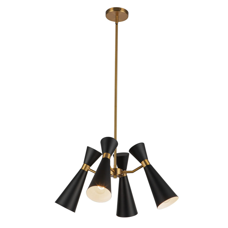 Four Light Chandelier<br /><span style="color:#4AB0CE;">Entrega: 4-10 dias en USA</span><br /><span style="color:#4AB0CE;font-size:60%;">PREGUNTE POR ENTREGA EN PANAMA</span><br />Collection: Blake<br />Finish: Matte Black/Aged Gold