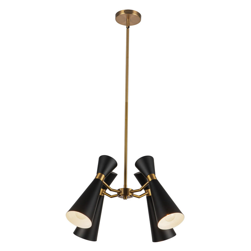 Four Light Chandelier<br /><span style="color:#4AB0CE;">Entrega: 4-10 dias en USA</span><br /><span style="color:#4AB0CE;font-size:60%;">PREGUNTE POR ENTREGA EN PANAMA</span><br />Collection: Blake<br />Finish: Matte Black/Aged Gold