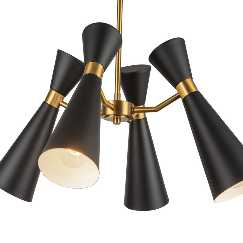 Four Light Chandelier<br /><span style="color:#4AB0CE;">Entrega: 4-10 dias en USA</span><br /><span style="color:#4AB0CE;font-size:60%;">PREGUNTE POR ENTREGA EN PANAMA</span><br />Collection: Blake<br />Finish: Matte Black/Aged Gold