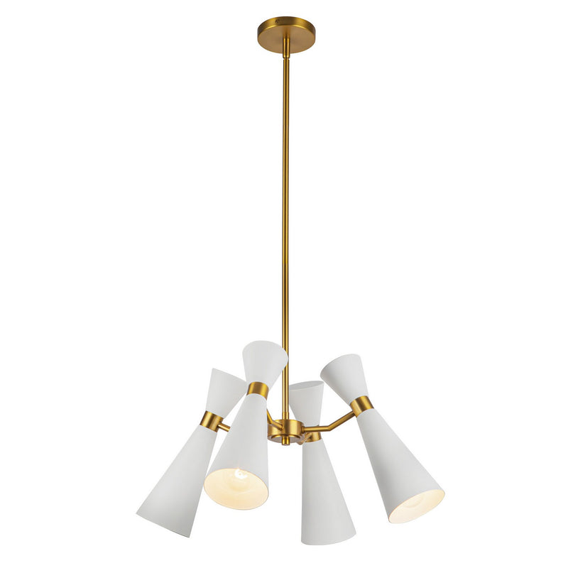 Four Light Chandelier<br /><span style="color:#4AB0CE;">Entrega: 4-10 dias en USA</span><br /><span style="color:#4AB0CE;font-size:60%;">PREGUNTE POR ENTREGA EN PANAMA</span><br />Collection: Blake<br />Finish: White/Aged Gold