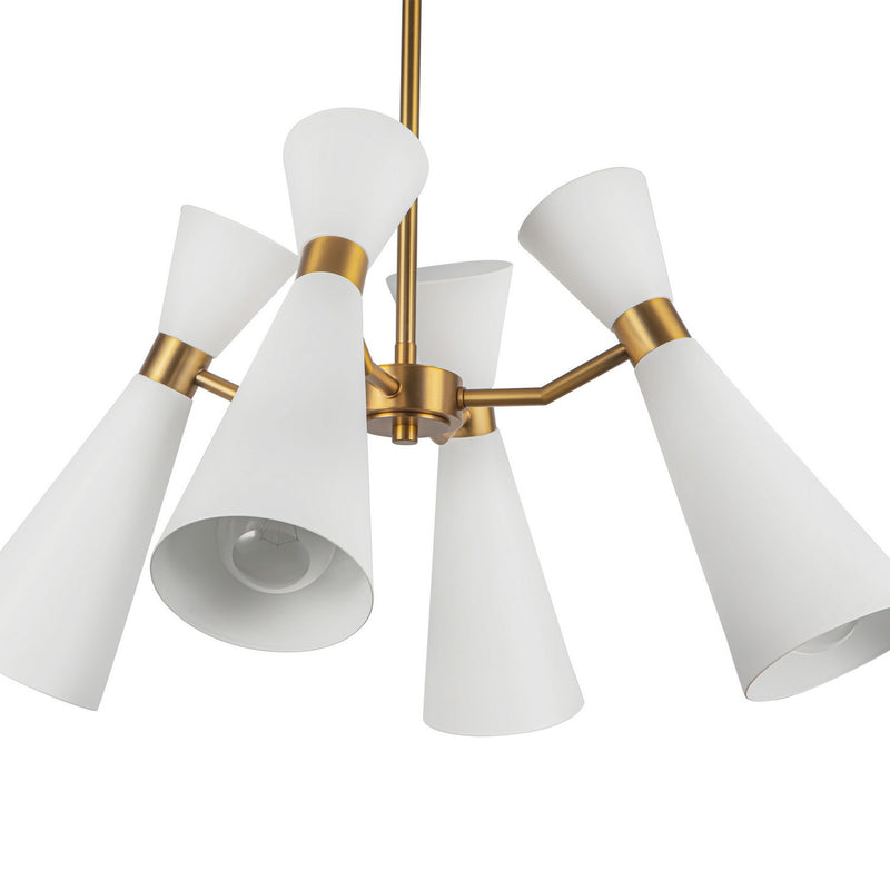 Four Light Chandelier<br /><span style="color:#4AB0CE;">Entrega: 4-10 dias en USA</span><br /><span style="color:#4AB0CE;font-size:60%;">PREGUNTE POR ENTREGA EN PANAMA</span><br />Collection: Blake<br />Finish: White/Aged Gold