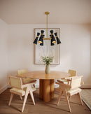 Six Light Chandelier<br /><span style="color:#4AB0CE;">Entrega: 4-10 dias en USA</span><br /><span style="color:#4AB0CE;font-size:60%;">PREGUNTE POR ENTREGA EN PANAMA</span><br />Collection: Blake<br />Finish: Matte Black/Aged Gold