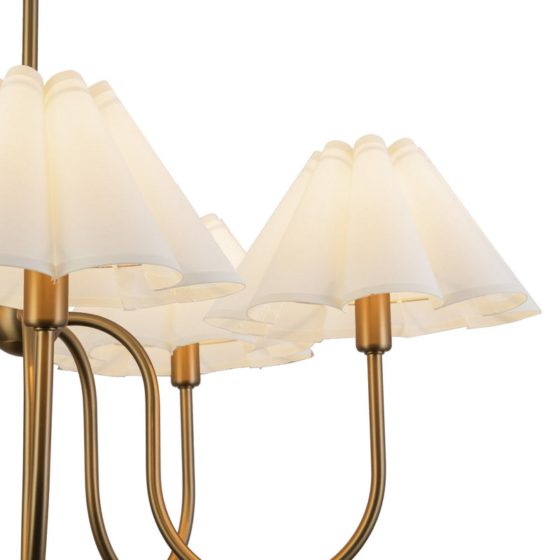 Five Light Chandelier<br /><span style="color:#4AB0CE;">Entrega: 4-10 dias en USA</span><br /><span style="color:#4AB0CE;font-size:60%;">PREGUNTE POR ENTREGA EN PANAMA</span><br />Collection: Rosemary<br />Finish: Brushed Gold/Folded White