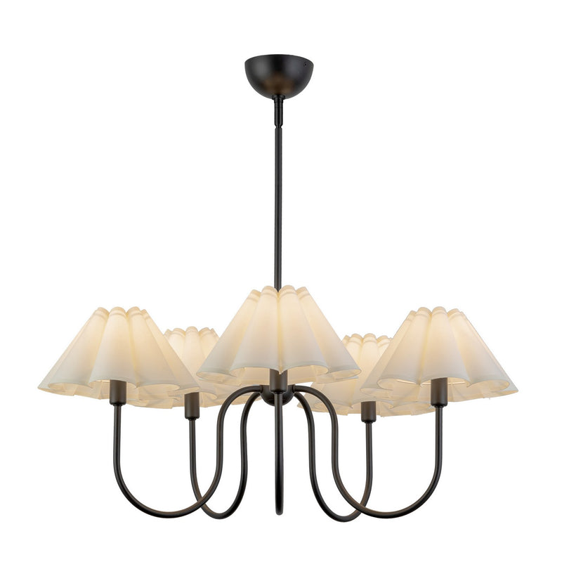 Five Light Chandelier<br /><span style="color:#4AB0CE;">Entrega: 4-10 dias en USA</span><br /><span style="color:#4AB0CE;font-size:60%;">PREGUNTE POR ENTREGA EN PANAMA</span><br />Collection: Rosemary<br />Finish: Matte Black/Folded White