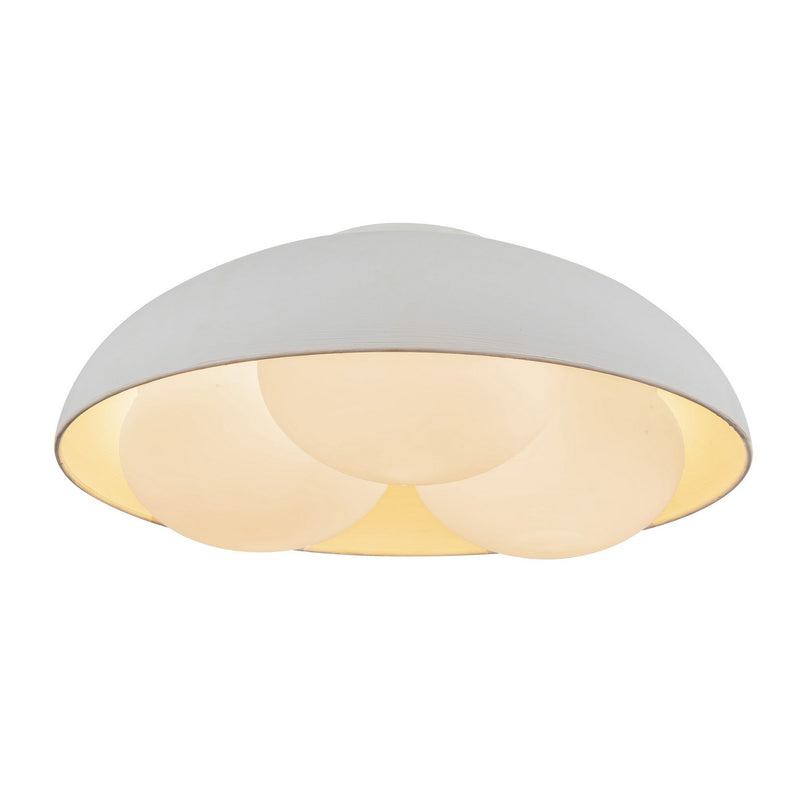 Three Light Flush Mount<br /><span style="color:#4AB0CE;">Entrega: 4-10 dias en USA</span><br /><span style="color:#4AB0CE;font-size:60%;">PREGUNTE POR ENTREGA EN PANAMA</span><br />Collection: Robyn<br />Finish: Antique White/Opal Glass