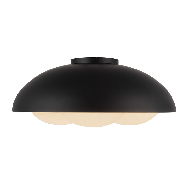 Three Light Flush Mount<br /><span style="color:#4AB0CE;">Entrega: 4-10 dias en USA</span><br /><span style="color:#4AB0CE;font-size:60%;">PREGUNTE POR ENTREGA EN PANAMA</span><br />Collection: Robyn<br />Finish: Matte Black/Opal Glass