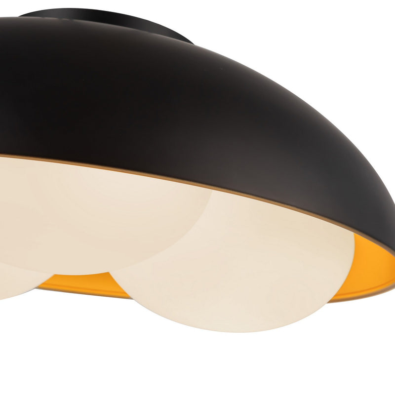 Three Light Flush Mount<br /><span style="color:#4AB0CE;">Entrega: 4-10 dias en USA</span><br /><span style="color:#4AB0CE;font-size:60%;">PREGUNTE POR ENTREGA EN PANAMA</span><br />Collection: Robyn<br />Finish: Matte Black/Opal Glass