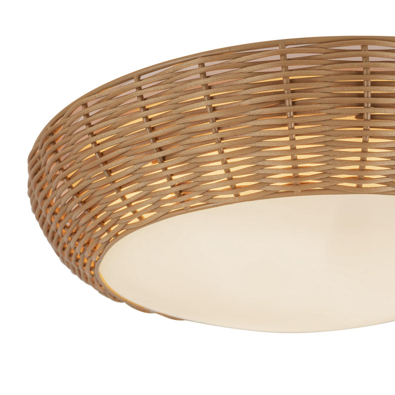 Two Light Flush Mount<br /><span style="color:#4AB0CE;">Entrega: 4-10 dias en USA</span><br /><span style="color:#4AB0CE;font-size:60%;">PREGUNTE POR ENTREGA EN PANAMA</span><br />Collection: Merida<br />Finish: Rattan