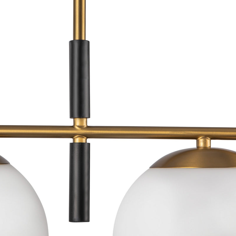 Four Light Linear Pendant<br /><span style="color:#4AB0CE;">Entrega: 1-2 semanas en USA</span><br /><span style="color:#4AB0CE;font-size:60%;">PREGUNTE POR ENTREGA EN PANAMA</span><br />Collection: Zuri<br />Finish: Brushed Gold/Opal Glass