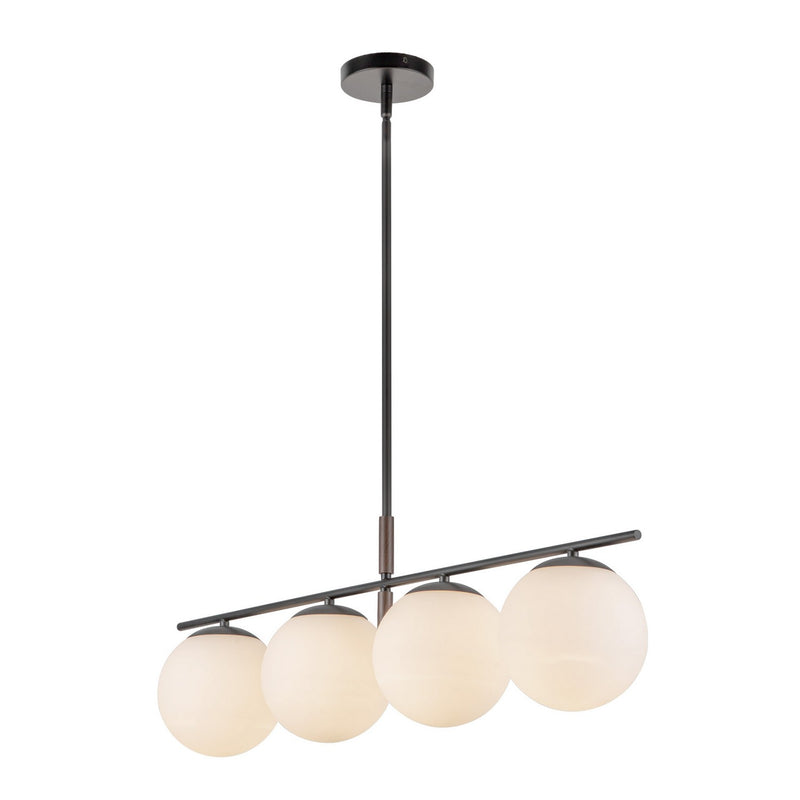 Four Light Linear Pendant<br /><span style="color:#4AB0CE;">Entrega: 4-10 dias en USA</span><br /><span style="color:#4AB0CE;font-size:60%;">PREGUNTE POR ENTREGA EN PANAMA</span><br />Collection: Zuri<br />Finish: Matte Black/Opal Glass
