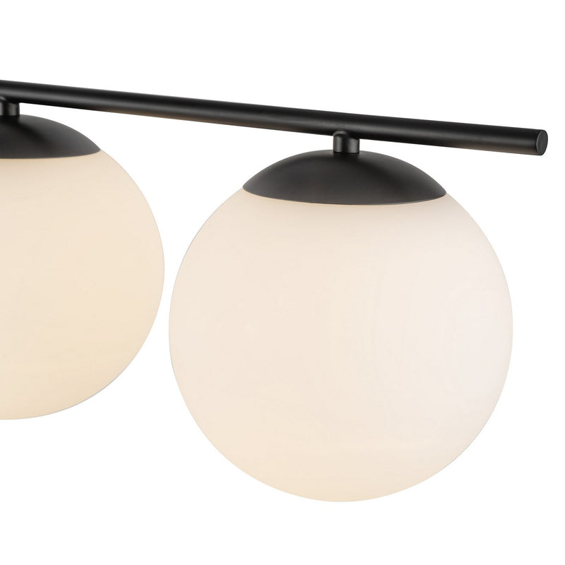 Four Light Linear Pendant<br /><span style="color:#4AB0CE;">Entrega: 4-10 dias en USA</span><br /><span style="color:#4AB0CE;font-size:60%;">PREGUNTE POR ENTREGA EN PANAMA</span><br />Collection: Zuri<br />Finish: Matte Black/Opal Glass