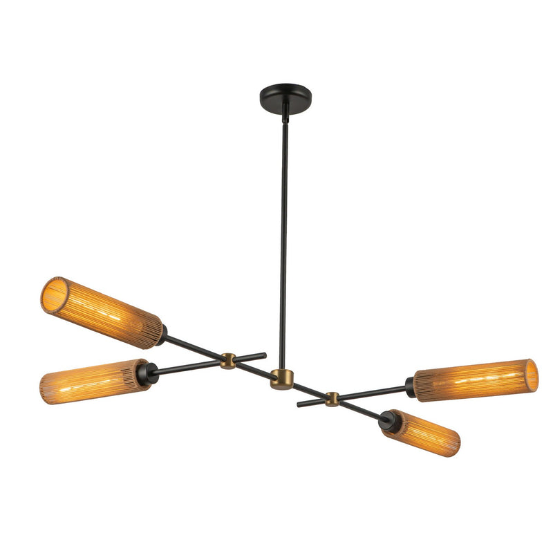 Four Light Linear Pendant<br /><span style="color:#4AB0CE;">Entrega: 4-10 dias en USA</span><br /><span style="color:#4AB0CE;font-size:60%;">PREGUNTE POR ENTREGA EN PANAMA</span><br />Collection: Colby<br />Finish: Matte Black/Tan Jute