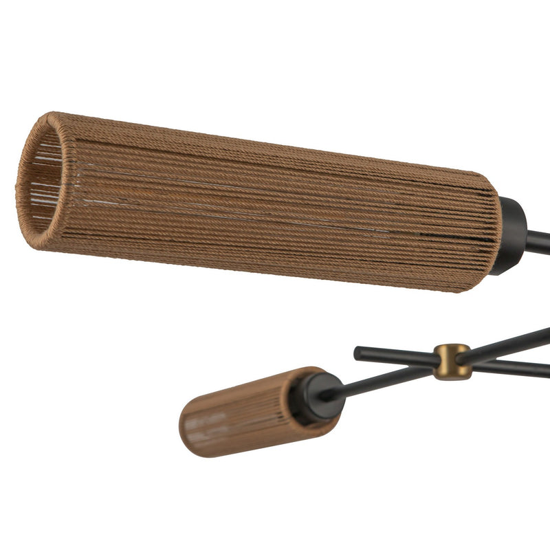 Four Light Linear Pendant<br /><span style="color:#4AB0CE;">Entrega: 4-10 dias en USA</span><br /><span style="color:#4AB0CE;font-size:60%;">PREGUNTE POR ENTREGA EN PANAMA</span><br />Collection: Colby<br />Finish: Matte Black/Tan Jute