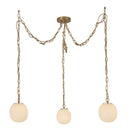 Three Light Pendant<br /><span style="color:#4AB0CE;">Entrega: 4-10 dias en USA</span><br /><span style="color:#4AB0CE;font-size:60%;">PREGUNTE POR ENTREGA EN PANAMA</span><br />Collection: Cherise<br />Finish: Brushed Gold/Glossy Ribbed Opal Glass