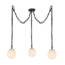 Three Light Pendant<br /><span style="color:#4AB0CE;">Entrega: 4-10 dias en USA</span><br /><span style="color:#4AB0CE;font-size:60%;">PREGUNTE POR ENTREGA EN PANAMA</span><br />Collection: Cherise<br />Finish: Matte Black/Glossy Ribbed Opal Glass
