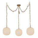 Three Light Pendant<br /><span style="color:#4AB0CE;">Entrega: 4-10 dias en USA</span><br /><span style="color:#4AB0CE;font-size:60%;">PREGUNTE POR ENTREGA EN PANAMA</span><br />Collection: Cherise<br />Finish: Brushed Gold/Glossy Ribbed Opal Glass