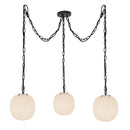 Three Light Pendant<br /><span style="color:#4AB0CE;">Entrega: 4-10 dias en USA</span><br /><span style="color:#4AB0CE;font-size:60%;">PREGUNTE POR ENTREGA EN PANAMA</span><br />Collection: Cherise<br />Finish: Matte Black/Glossy Ribbed Opal Glass