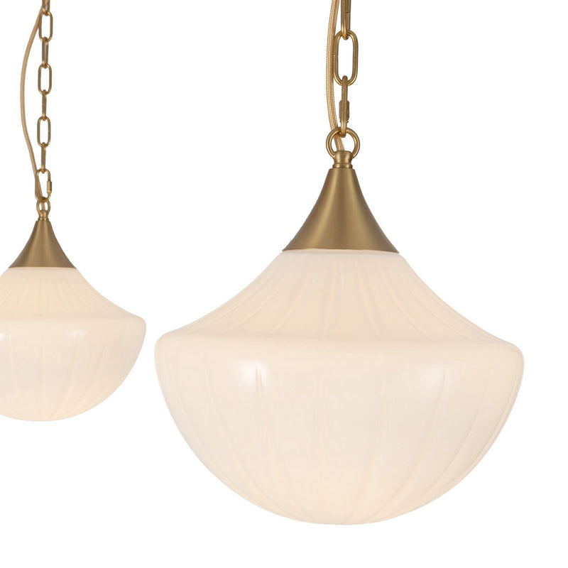Alora - MP651312BGGR - Three Light Pendant - Farrah - Brushed Gold/Glossy Ribbed Opal Glass