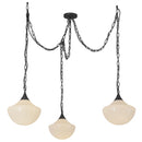 Three Light Pendant<br /><span style="color:#4AB0CE;">Entrega: 4-10 dias en USA</span><br /><span style="color:#4AB0CE;font-size:60%;">PREGUNTE POR ENTREGA EN PANAMA</span><br />Collection: Farrah<br />Finish: Matte Black/Glossy Ribbed Opal Glass