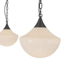 Three Light Pendant<br /><span style="color:#4AB0CE;">Entrega: 2-3 semanas en USA</span><br /><span style="color:#4AB0CE;font-size:60%;">PREGUNTE POR ENTREGA EN PANAMA</span><br />Collection: Farrah<br />Finish: Matte Black/Glossy Ribbed Opal Glass