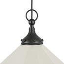 One Light Pendant<br /><span style="color:#4AB0CE;">Entrega: 4-10 dias en USA</span><br /><span style="color:#4AB0CE;font-size:60%;">PREGUNTE POR ENTREGA EN PANAMA</span><br />Collection: Ellen<br />Finish: Matte Black/White Linen
