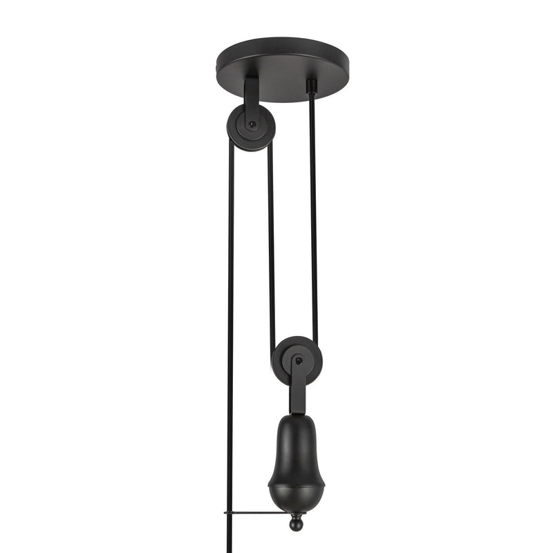 One Light Pendant<br /><span style="color:#4AB0CE;">Entrega: 4-10 dias en USA</span><br /><span style="color:#4AB0CE;font-size:60%;">PREGUNTE POR ENTREGA EN PANAMA</span><br />Collection: Ellen<br />Finish: Matte Black/White Linen