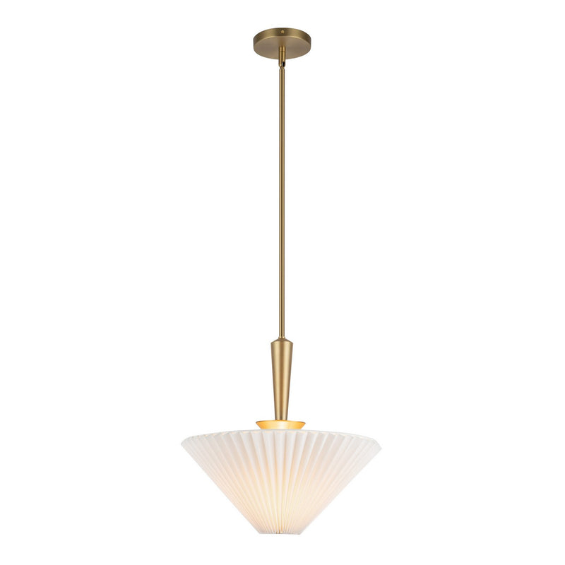 One Light Pendant<br /><span style="color:#4AB0CE;">Entrega: 4-10 dias en USA</span><br /><span style="color:#4AB0CE;font-size:60%;">PREGUNTE POR ENTREGA EN PANAMA</span><br />Collection: Bridgette<br />Finish: Brushed Gold/Folded White