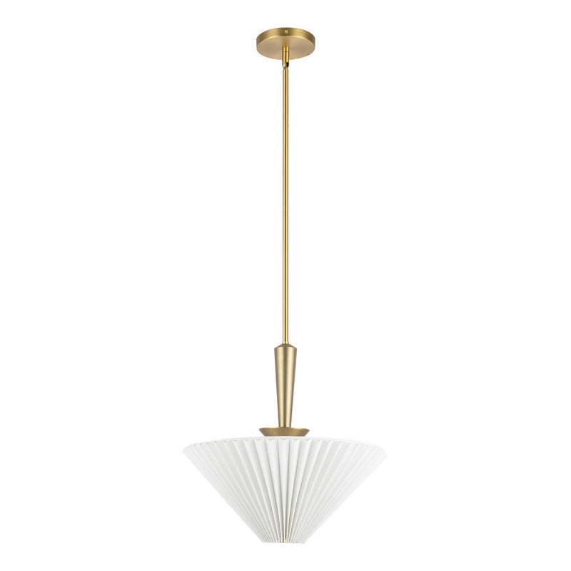 One Light Pendant<br /><span style="color:#4AB0CE;">Entrega: 4-10 dias en USA</span><br /><span style="color:#4AB0CE;font-size:60%;">PREGUNTE POR ENTREGA EN PANAMA</span><br />Collection: Bridgette<br />Finish: Brushed Gold/Folded White