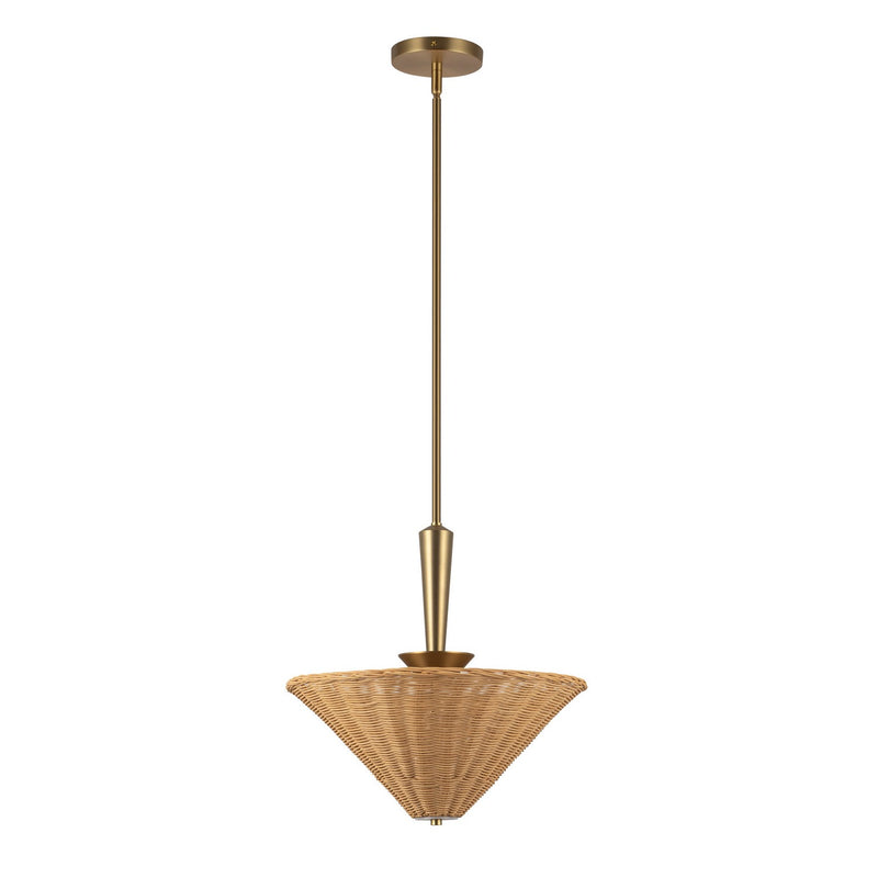 One Light Pendant<br /><span style="color:#4AB0CE;">Entrega: 4-10 dias en USA</span><br /><span style="color:#4AB0CE;font-size:60%;">PREGUNTE POR ENTREGA EN PANAMA</span><br />Collection: Bridgette<br />Finish: Brushed Gold/Rattan