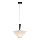 One Light Pendant<br /><span style="color:#4AB0CE;">Entrega: 4-10 dias en USA</span><br /><span style="color:#4AB0CE;font-size:60%;">PREGUNTE POR ENTREGA EN PANAMA</span><br />Collection: Bridgette<br />Finish: Matte Black/Folded White