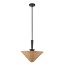 One Light Pendant<br /><span style="color:#4AB0CE;">Entrega: 4-10 dias en USA</span><br /><span style="color:#4AB0CE;font-size:60%;">PREGUNTE POR ENTREGA EN PANAMA</span><br />Collection: Bridgette<br />Finish: Matte Black/Rattan