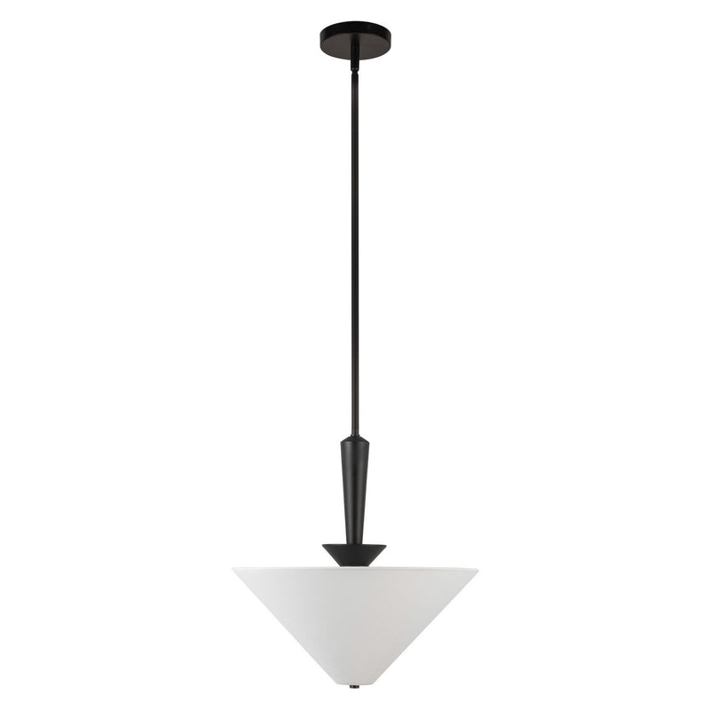 One Light Pendant<br /><span style="color:#4AB0CE;">Entrega: 4-10 dias en USA</span><br /><span style="color:#4AB0CE;font-size:60%;">PREGUNTE POR ENTREGA EN PANAMA</span><br />Collection: Bridgette<br />Finish: Matte Black/White Linen