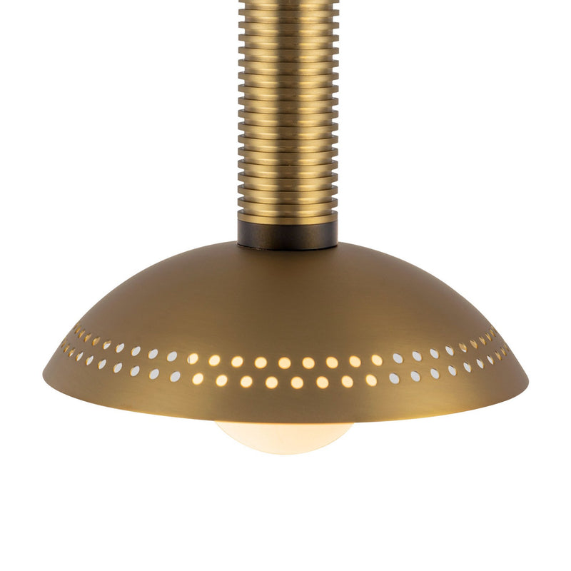 LED Pendant<br /><span style="color:#4AB0CE;">Entrega: 4-10 dias en USA</span><br /><span style="color:#4AB0CE;font-size:60%;">PREGUNTE POR ENTREGA EN PANAMA</span><br />Collection: Arden<br />Finish: Brushed Gold/Opal Glass