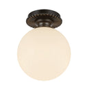 One Light Semi-Flush Mount<br /><span style="color:#4AB0CE;">Entrega: 4-10 dias en USA</span><br /><span style="color:#4AB0CE;font-size:60%;">PREGUNTE POR ENTREGA EN PANAMA</span><br />Collection: Otis<br />Finish: Matte Black/Glossy Opal Glass