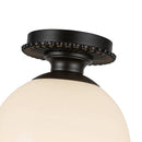 One Light Semi-Flush Mount<br /><span style="color:#4AB0CE;">Entrega: 1-2 semanas en USA</span><br /><span style="color:#4AB0CE;font-size:60%;">PREGUNTE POR ENTREGA EN PANAMA</span><br />Collection: Otis<br />Finish: Matte Black/Glossy Opal Glass