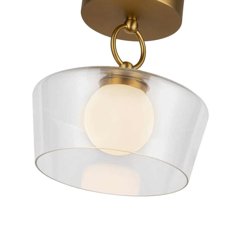 LED Semi Flush Mount<br /><span style="color:#4AB0CE;">Entrega: 4-10 dias en USA</span><br /><span style="color:#4AB0CE;font-size:60%;">PREGUNTE POR ENTREGA EN PANAMA</span><br />Collection: Leota<br />Finish: Brushed Gold/Clear Glass