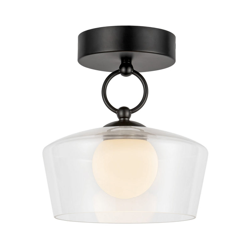 LED Semi Flush Mount<br /><span style="color:#4AB0CE;">Entrega: 4-10 dias en USA</span><br /><span style="color:#4AB0CE;font-size:60%;">PREGUNTE POR ENTREGA EN PANAMA</span><br />Collection: Leota<br />Finish: Matte Black/Clear Glass