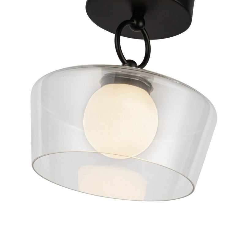 LED Semi Flush Mount<br /><span style="color:#4AB0CE;">Entrega: 4-10 dias en USA</span><br /><span style="color:#4AB0CE;font-size:60%;">PREGUNTE POR ENTREGA EN PANAMA</span><br />Collection: Leota<br />Finish: Matte Black/Clear Glass