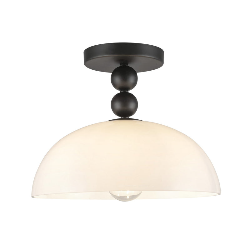 One Light Semi-Flush Mount<br /><span style="color:#4AB0CE;">Entrega: 2-3 semanas en USA</span><br /><span style="color:#4AB0CE;font-size:60%;">PREGUNTE POR ENTREGA EN PANAMA</span><br />Collection: Paisley<br />Finish: Matte Black/Glossy Opal Glass