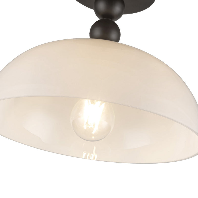 One Light Semi-Flush Mount<br /><span style="color:#4AB0CE;">Entrega: 2-3 semanas en USA</span><br /><span style="color:#4AB0CE;font-size:60%;">PREGUNTE POR ENTREGA EN PANAMA</span><br />Collection: Paisley<br />Finish: Matte Black/Glossy Opal Glass