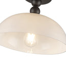 One Light Semi-Flush Mount<br /><span style="color:#4AB0CE;">Entrega: 2-3 semanas en USA</span><br /><span style="color:#4AB0CE;font-size:60%;">PREGUNTE POR ENTREGA EN PANAMA</span><br />Collection: Paisley<br />Finish: Matte Black/Glossy Opal Glass