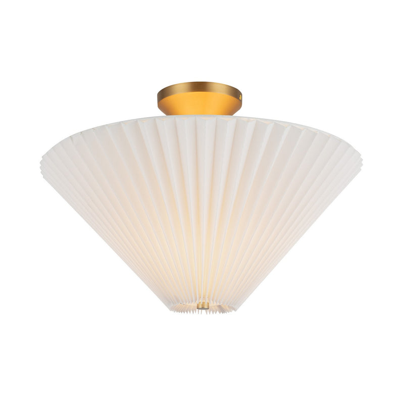 One Light Semi-Flush Mount<br /><span style="color:#4AB0CE;">Entrega: 4-10 dias en USA</span><br /><span style="color:#4AB0CE;font-size:60%;">PREGUNTE POR ENTREGA EN PANAMA</span><br />Collection: Bridgette<br />Finish: Brushed Gold/Folded White